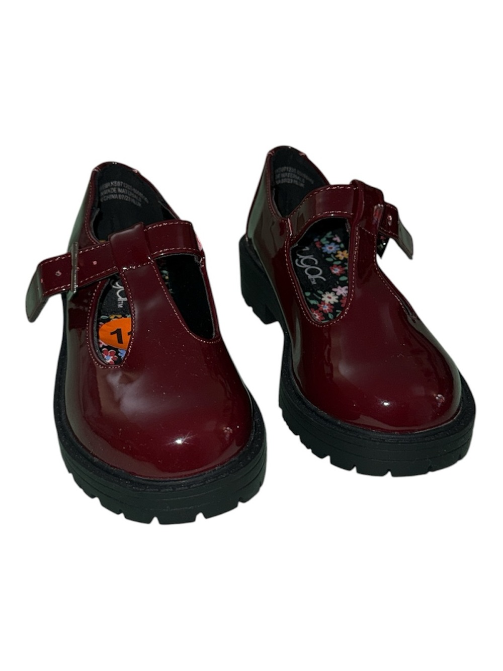 Kids Patent Mary Jane Shoes in Burgundy